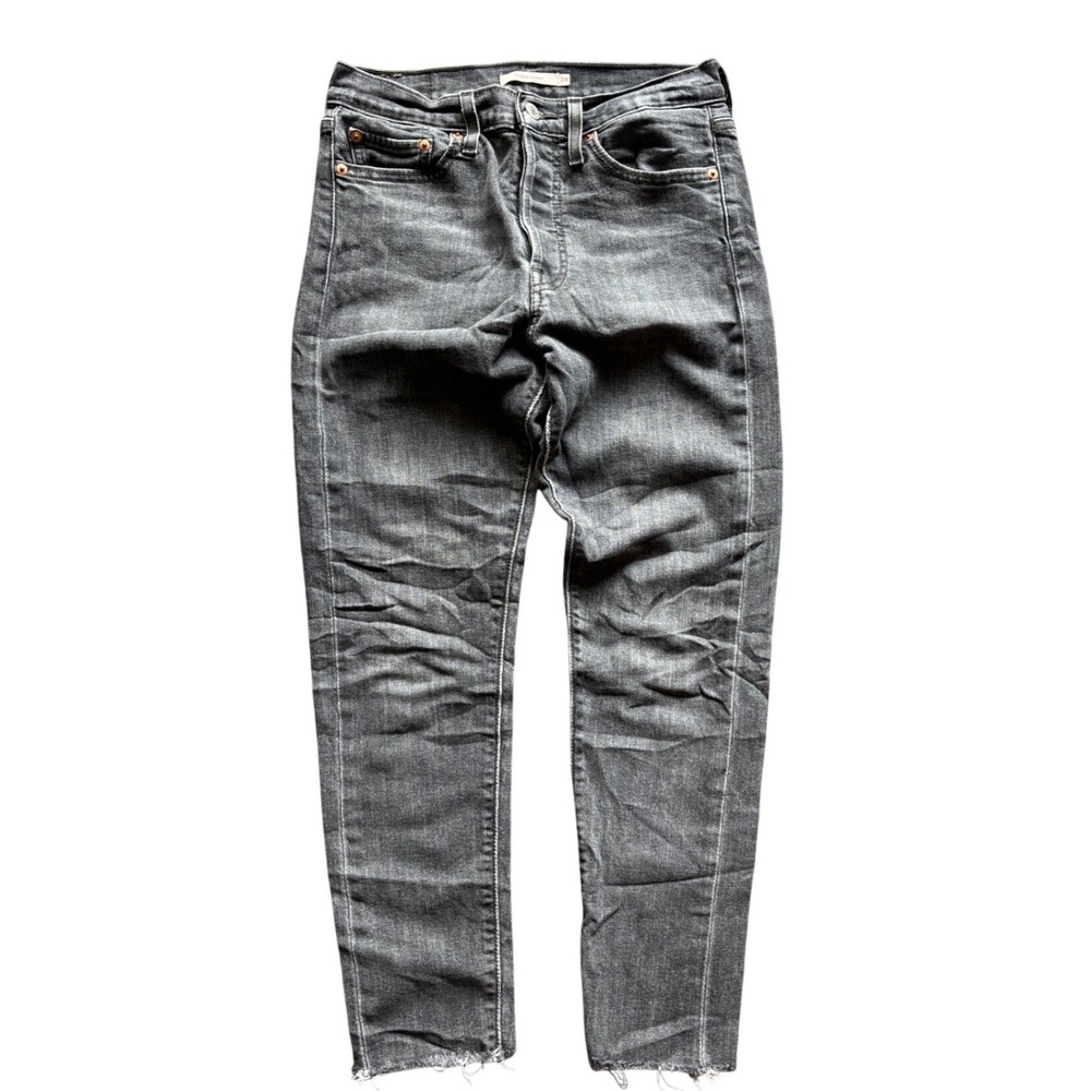 Levi's Wedgie Skinny Black Wash Denim 501 Button Fly Jeans Size 28